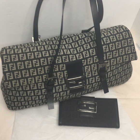 Fendi Handbags - Fendi Black Zucchino Canvas East/West tote